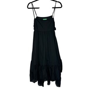 J. Crew Re-Imagined Bow‎ Front Black Cotton Beach Midi Dress Summer Medium